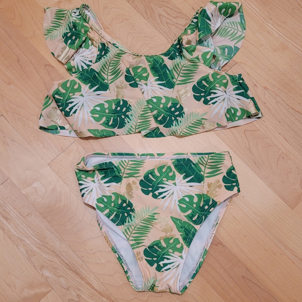 Disney Girls 2 piece ruffle swimsuit size 5 / 6